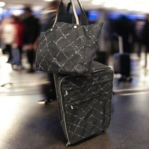 CHANEL Old Travel Line Nylon Black Suitcase + Tote